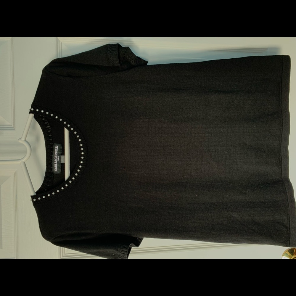 Karl Lagerfeld Blouse with Pearl Neckline